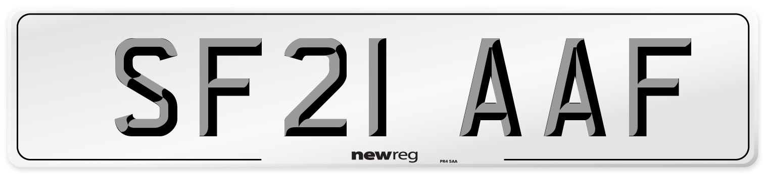 SF21 AAF Number Plate from New Reg